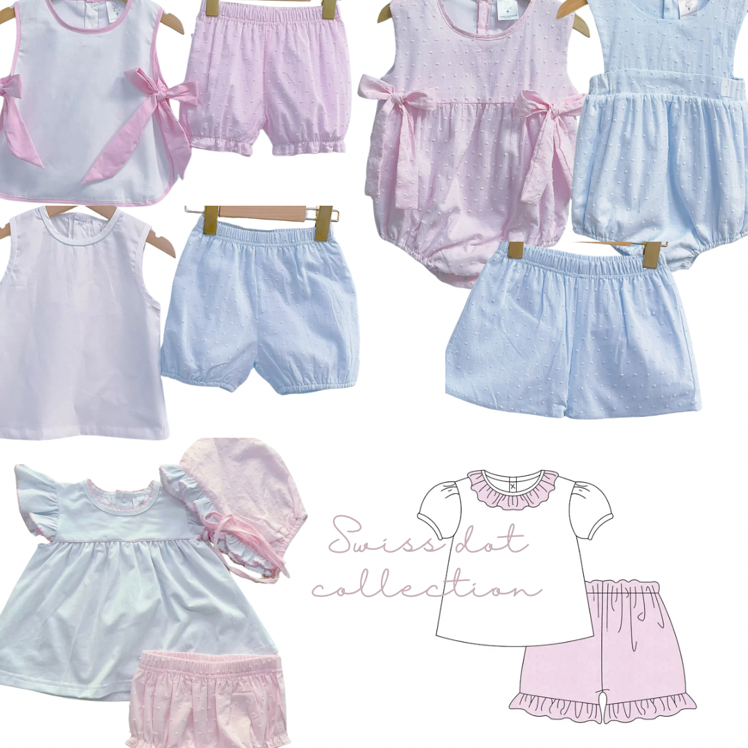 Pink swissdot ruffle short set